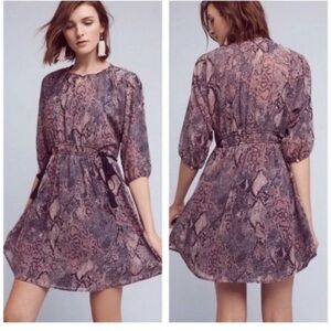 Anthropologie Floreat NWT Snake Print
Zharah Peasant Dress Large Petite